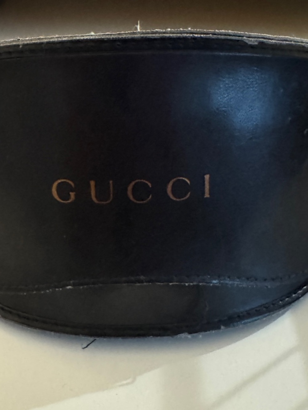 Gucci Black Leather Case with Gold Logo Detail